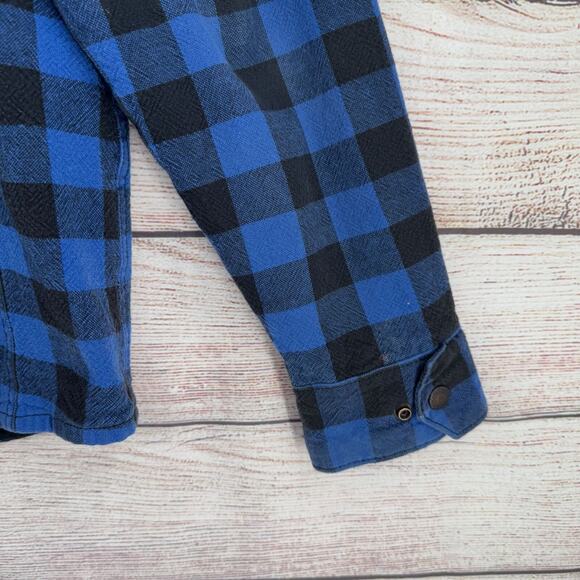Levi's Lined Flannel Snap Down Shacket Jacket Men's Size Medium Blue/Black - Picture 14 of 15
